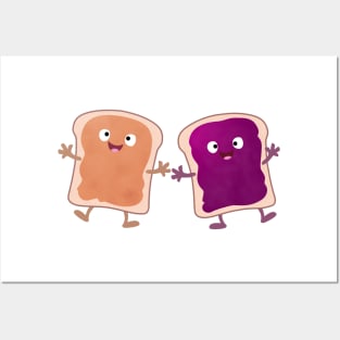 Cute peanut butter and jelly sandwich cartoon Posters and Art